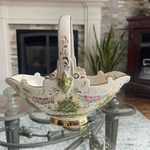 Elegant Ceramic Basket with Gold Accents